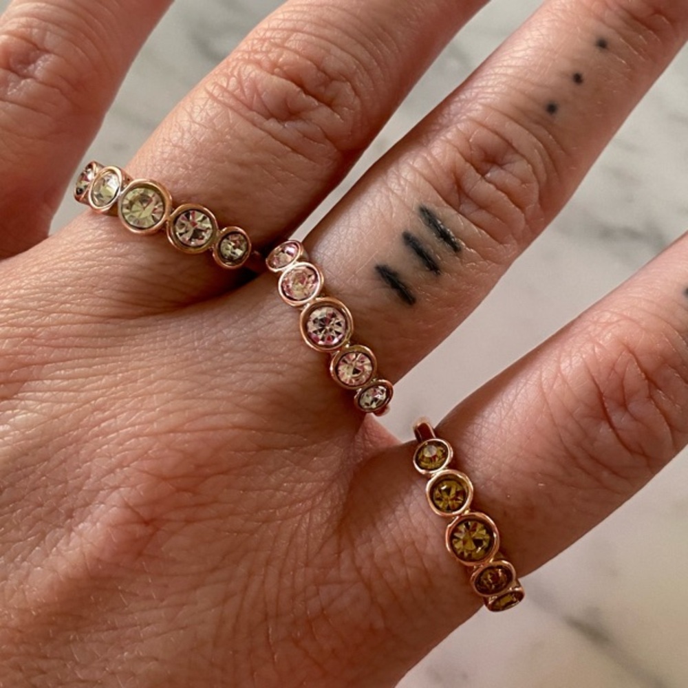 Pink, Orange, and White Dainty Chain Rings